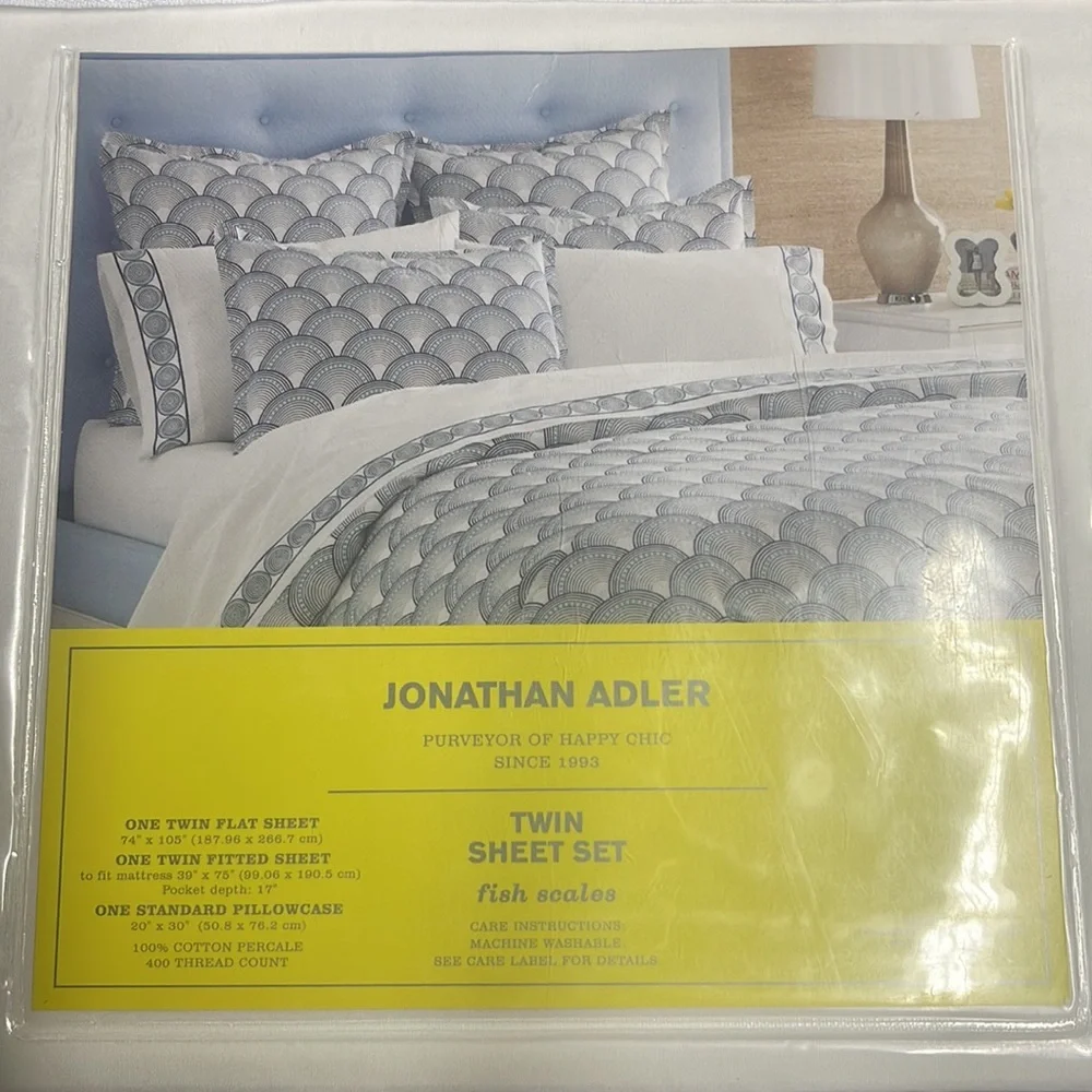 Jonathan Adler fish scales twin sheet set